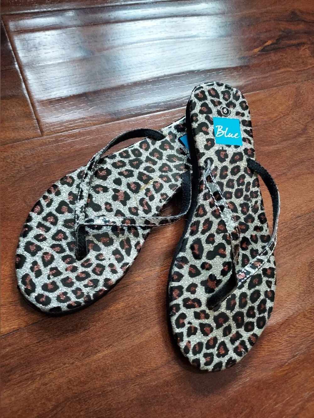 Leopard Print Women's Flip Flops - Black/Brown